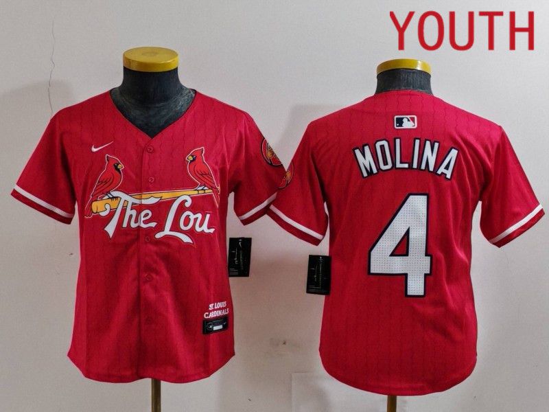 Youth St.Louis Cardinals #4 Molina Red City Edition 2024 Nike MLB Jersey style 729->milwaukee brewers->MLB Jersey